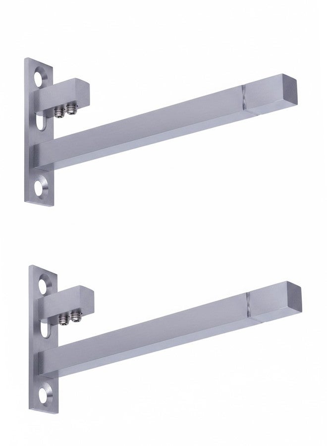 Atlantic F Type Glass Shelf Bracket 8 inch (Stainless Steel, Silver Matt Finish, Adjustable 6/8/10/12 mm, Pack of 2 Piece) - Image 1